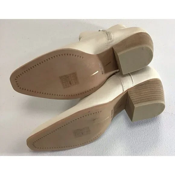 Dolce Vita Western Boots Shoe Women 7.5 Off White Leather Pull On Ankle Boot 🤍 - Picture 5 of 5